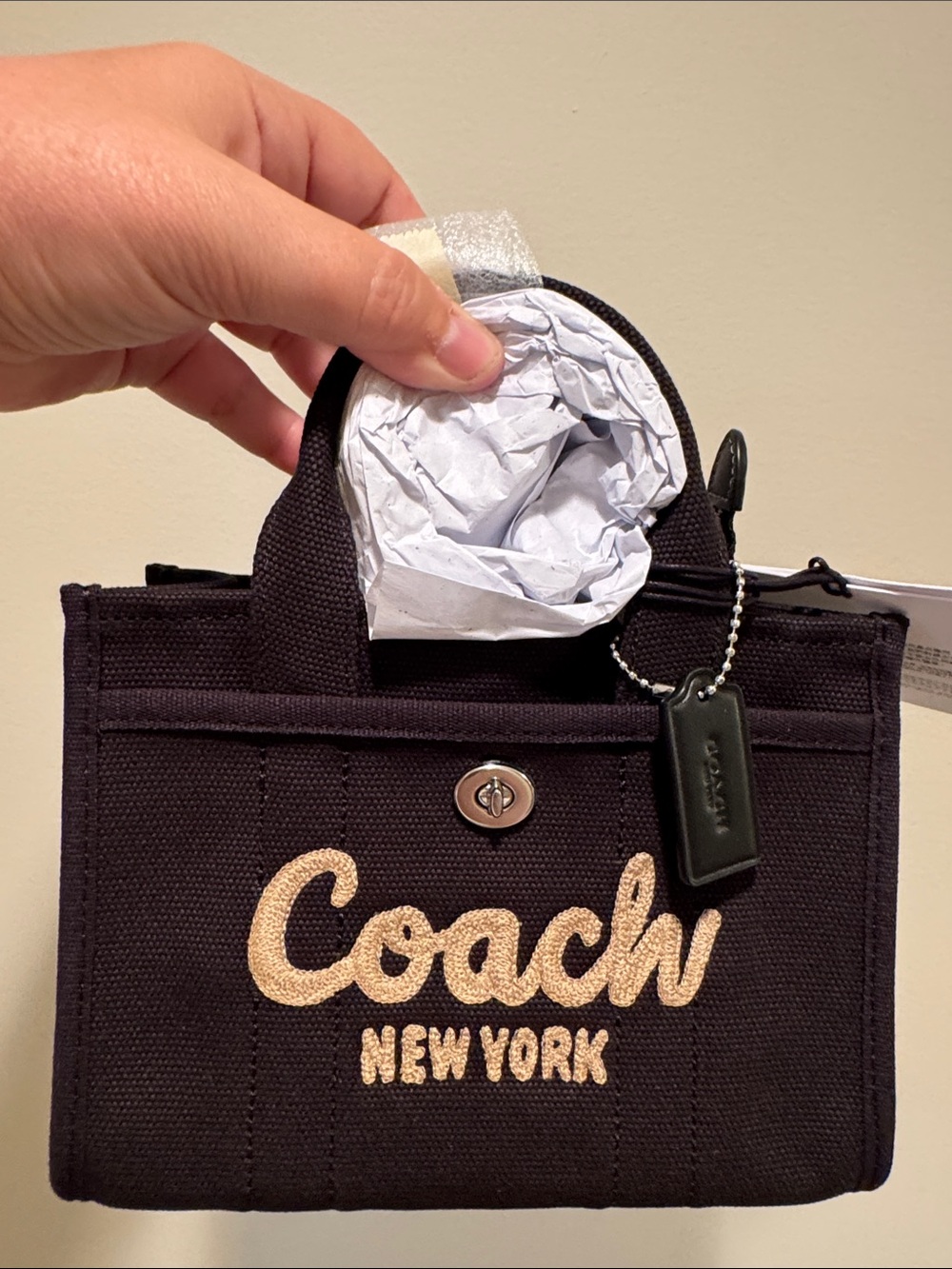 NWT — Coach Black Tote with Gold Embroidered Logo - Picture 3 of 7